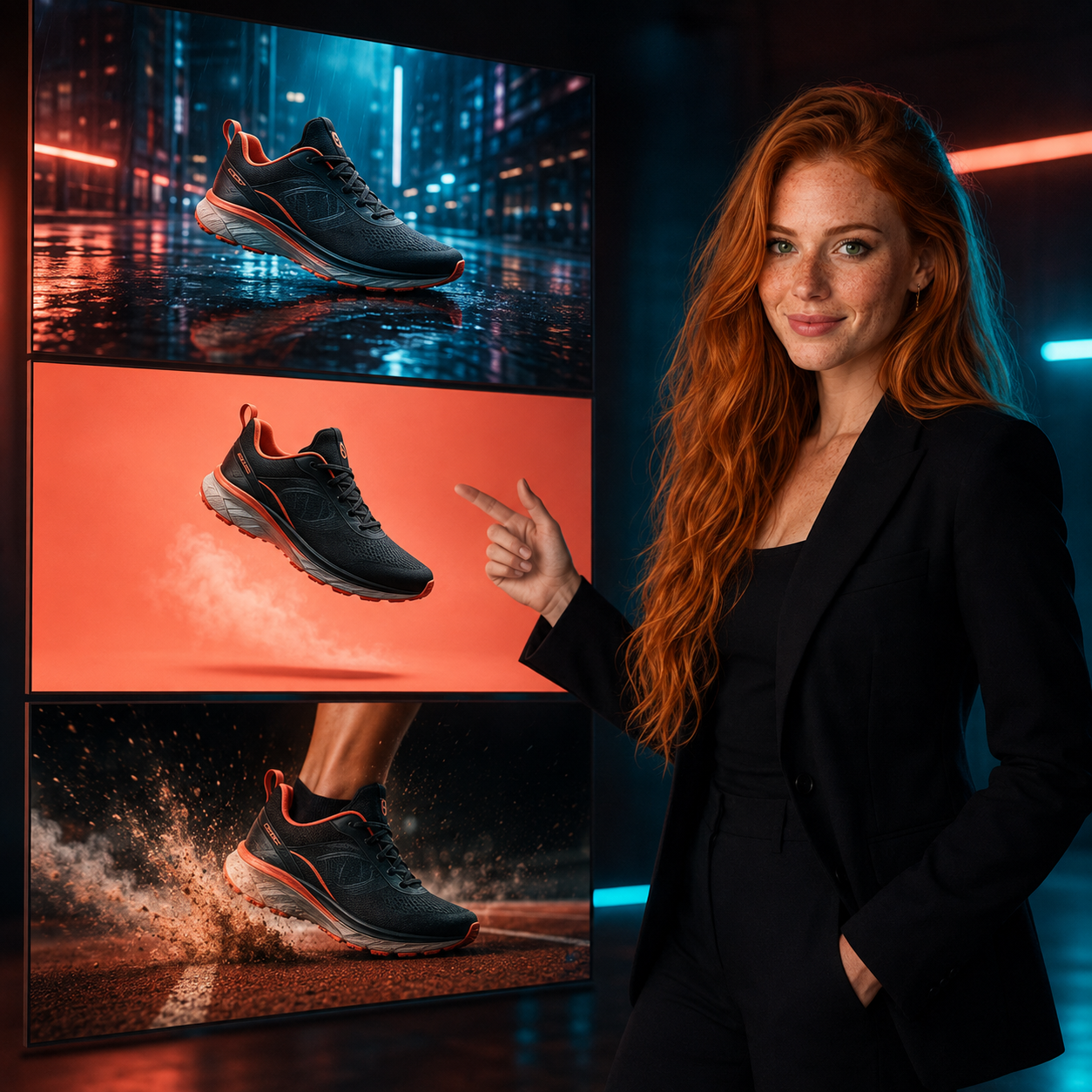 Studio pointing to sneaker campaign concepts